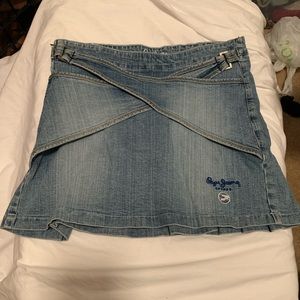 Pepe Jeans London Denim Pleated Mini Skirt Size L